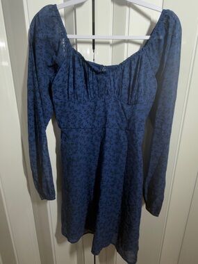 Hollister Blue Floral Milkmaid Mini Dress